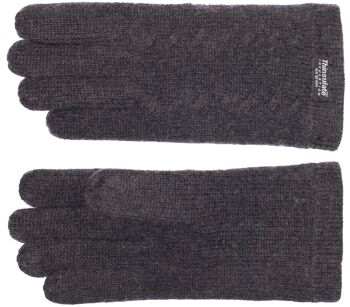 Gants tricotés femme EEM avec doublure thermique Thinsulate et motif torsadé, matière tricotée en 100% laine ou 100% coton selon la couleur - laine de mouton anthracite 3