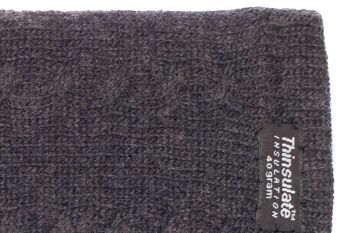 Gants tricotés femme EEM avec doublure thermique Thinsulate et motif torsadé, matière tricotée en 100% laine ou 100% coton selon la couleur - laine de mouton gris chiné 4