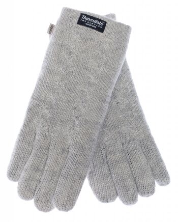 Gants tricotés femme EEM avec doublure thermique Thinsulate et motif torsadé, matière tricotée en 100% laine ou 100% coton selon le coloris - coton gris argent 2