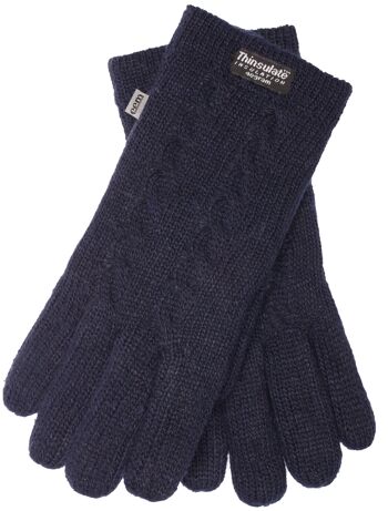 Gants tricotés femme EEM avec doublure thermique Thinsulate et motif torsadé, matière tricotée en 100% laine ou 100% coton selon la couleur de la laine de mouton 2