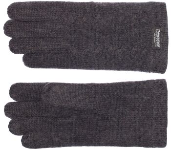 Gants tricotés femme EEM avec doublure thermique Thinsulate et motif torsadé, matière tricotée en 100% laine ou 100% coton selon la couleur - mélange rose 3