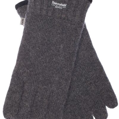 Gants tricotés homme EEM avec doublure thermique Thinsulate, 100% laine ou 100% coton, la matière dépend de la couleur - laine de mouton anthracite