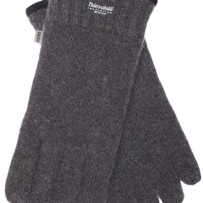 EEM Herren Strick Handschuhe mit Thinsulate Thermofutter, 100% Wolle oder 100% Baumwolle das Material ist farbabhängig - Anthrazit Schafwolle