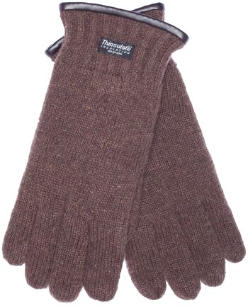 Gants tricotés homme EEM avec doublure thermique Thinsulate, 100% laine ou 100% coton, la matière dépend de la couleur - laine de mouton marron foncé 9