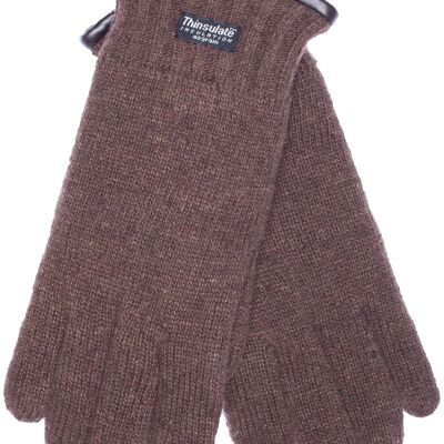 Gants tricotés homme EEM avec doublure thermique Thinsulate, 100% laine ou 100% coton, la matière dépend de la couleur - laine de mouton marron foncé