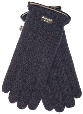 Gants tricotés homme EEM avec doublure thermique Thinsulate, 100% laine ou 100% coton, la matière dépend de la couleur - laine de mouton marine 2