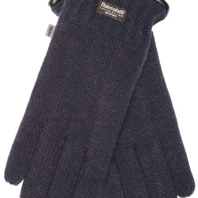 Gants tricotés homme EEM avec doublure thermique Thinsulate, 100% laine ou 100% coton, la matière dépend de la couleur - laine de mouton marine