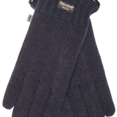 EEM Herren Strick Handschuhe mit Thinsulate Thermofutter, 100% Wolle oder 100% Baumwolle das Material ist farbabhängig - marine Schafwolle