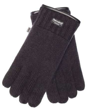 Gants tricotés homme EEM avec doublure thermique Thinsulate, 100% laine ou 100% coton, la matière dépend de la couleur - laine de mouton noire 2