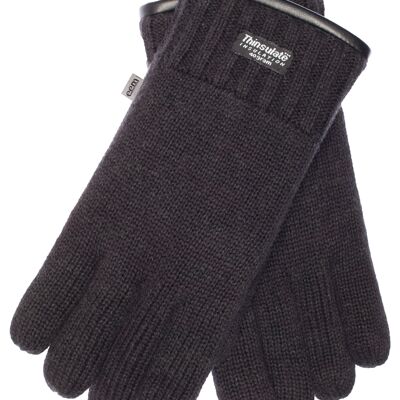 EEM Herren Strick Handschuhe mit Thinsulate Thermofutter, 100% Wolle oder 100% Baumwolle das Material ist farbabhängig - schwarz Schafwolle