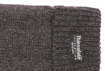 Gants tricotés EEM pour hommes avec doublure thermique Thinsulate en polyester, matière tricotée en 100% laine - laine de mouton anthracite 6