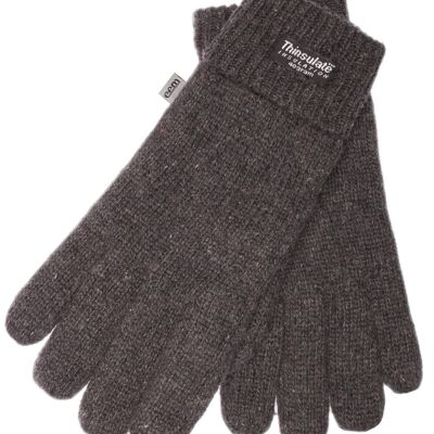 EEM Herren Strick Handschuhe mit Thinsulate Thermofutter aus Polyester, Strickmaterial aus 100% Wolle - Anthrazit Schafwolle