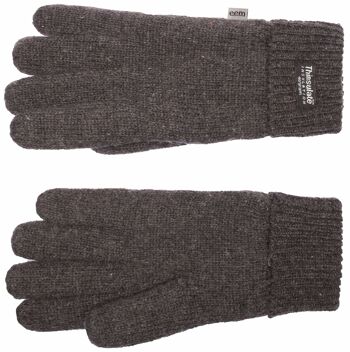 Gants tricotés EEM pour hommes avec doublure thermique Thinsulate en polyester, matière tricotée 100% laine, laine de mouton noire 5