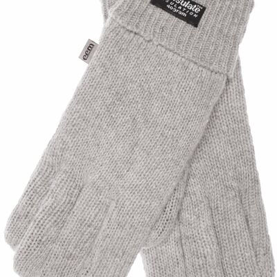 Guantes de punto para hombre EEM con forro térmico Thinsulate de poliéster, material de punto 100% lana - gris jaspeado