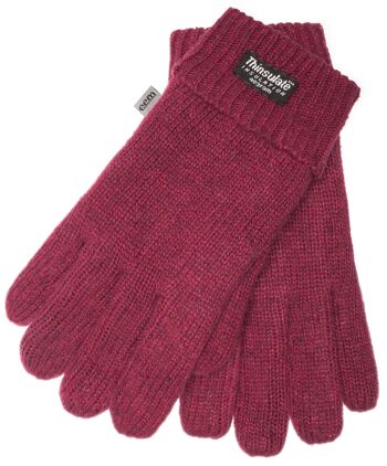 Gants tricotés EEM pour hommes avec doublure thermique Thinsulate en polyester, matière tricotée en 100% laine - laine de mouton rouge 2