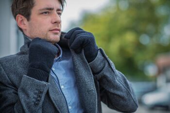 Gants tricotés EEM pour hommes avec doublure thermique Thinsulate en polyester, matière tricotée en 100% laine - laine de mouton rouge 7