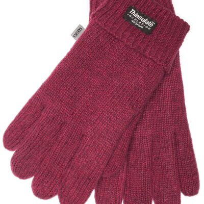 EEM Herren Strick Handschuhe mit Thinsulate Thermofutter aus Polyester, Strickmaterial aus 100% Wolle - Rot Schafwolle