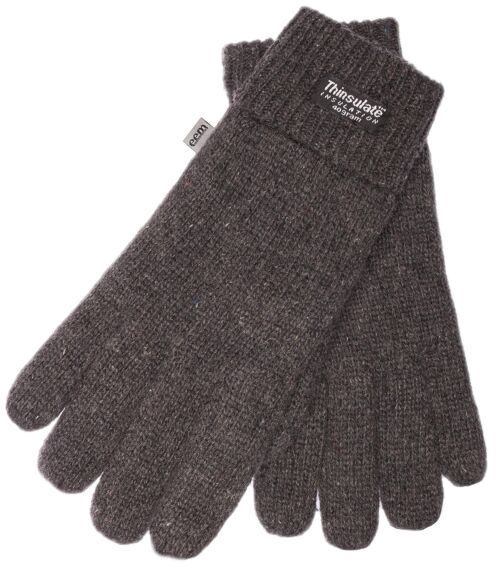 EEM Kinder Strick Handschuhe mit Thinsulate Thermofutter, Strickmaterial aus 100% Baumwolle,  Anthrazit