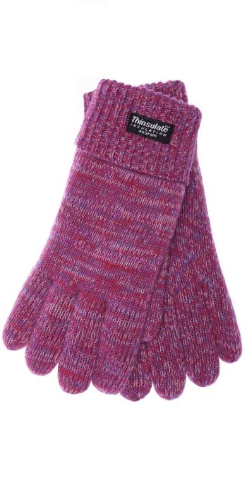 Gants tricotés pour enfants EEM avec doublure thermique Thinsulate, matière tricotée en 100% coton, mélange rose 2