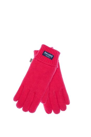 Gants tricotés pour enfants EEM avec doublure thermique Thinsulate, matière tricotée en 100% coton, rouge 2