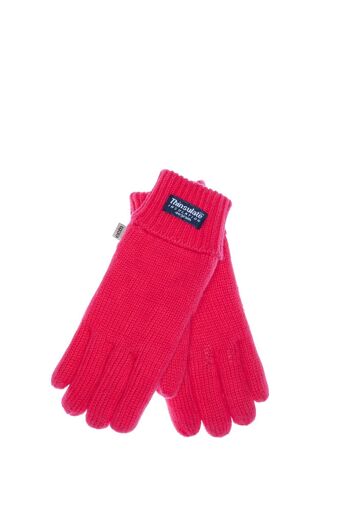 Gants tricotés pour enfants EEM avec doublure thermique Thinsulate, matière tricotée en 100% coton, rouge 9