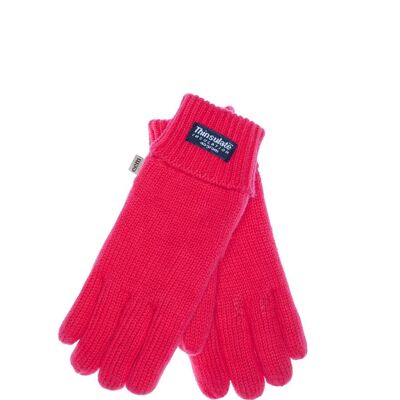 EEM Kinder Strick Handschuhe mit Thinsulate Thermofutter, Strickmaterial aus 100% Baumwolle,  Rot