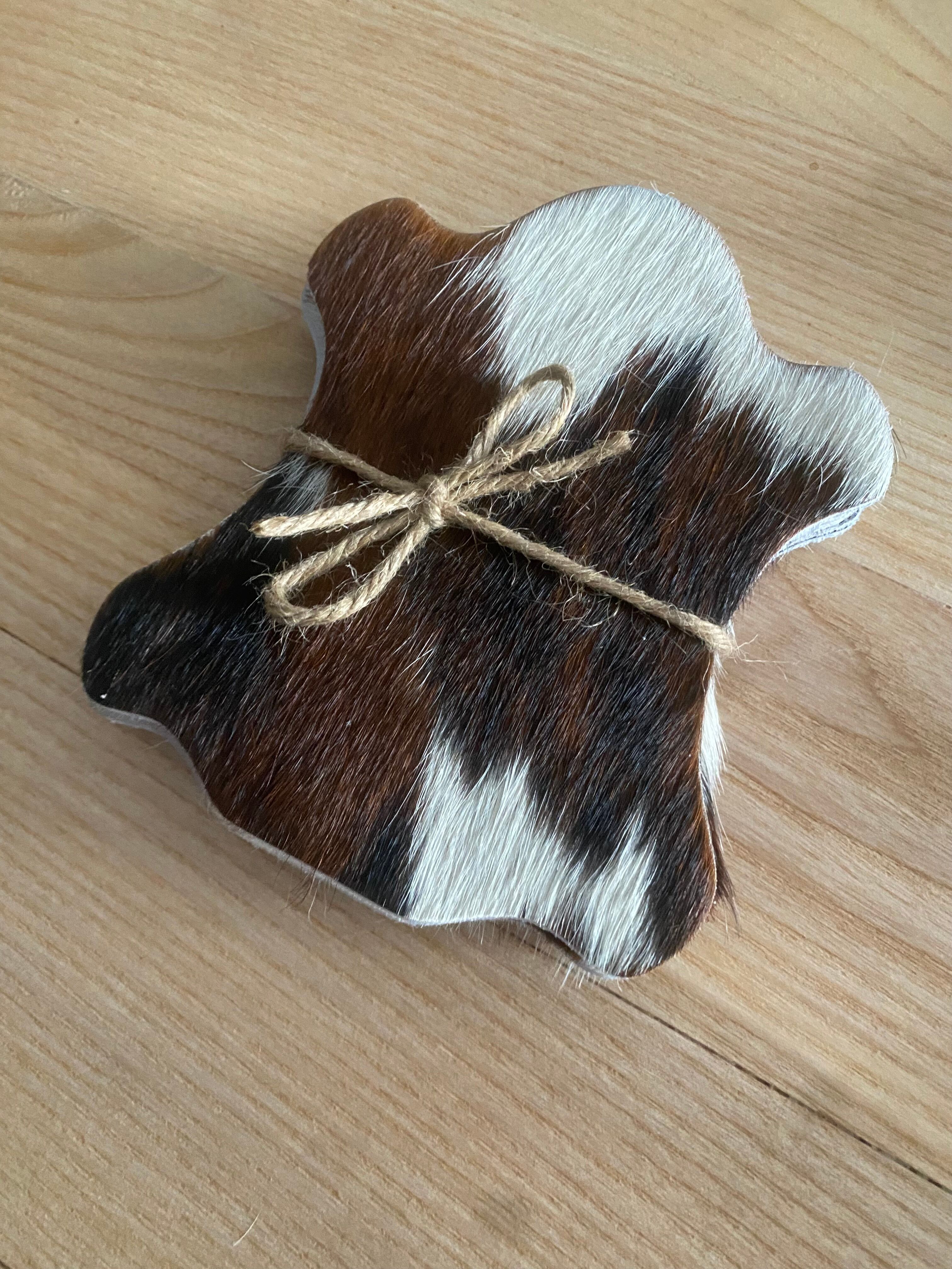 Set of cowhide coasters