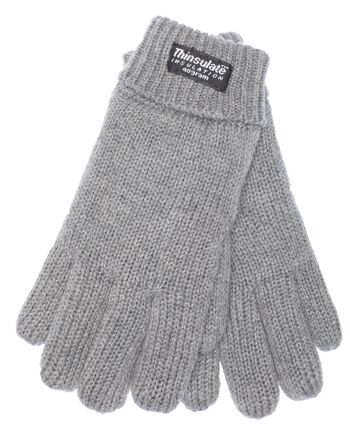 Gants tricotés pour enfants EEM avec doublure thermique Thinsulate, matière tricotée en 100% coton, gris mélangé 2