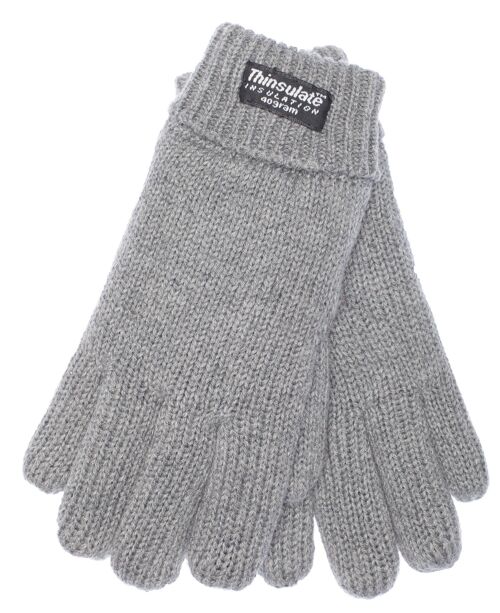 EEM Kinder Strick Handschuhe mit Thinsulate Thermofutter, Strickmaterial aus 100% Baumwolle,  graumelange