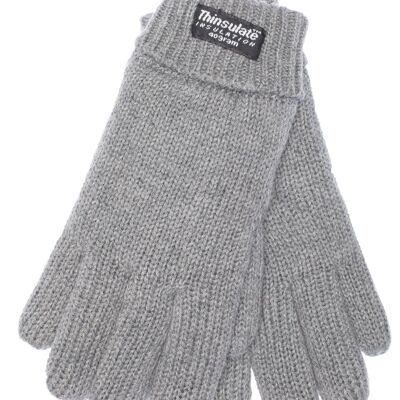 Guanti a maglia per bambini EEM con fodera termica Thinsulate, materiale a maglia in cotone al 100%, grigio melange