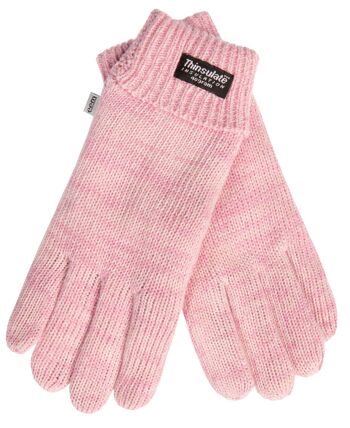 Gants tricotés pour enfants EEM avec doublure thermique Thinsulate, matière tricotée en 100 % coton, mélange de roses 2