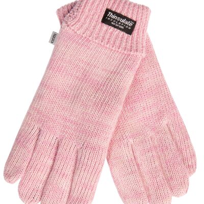 EEM Kinder Strick Handschuhe mit Thinsulate Thermofutter, Strickmaterial aus 100% Baumwolle,  Rose mix