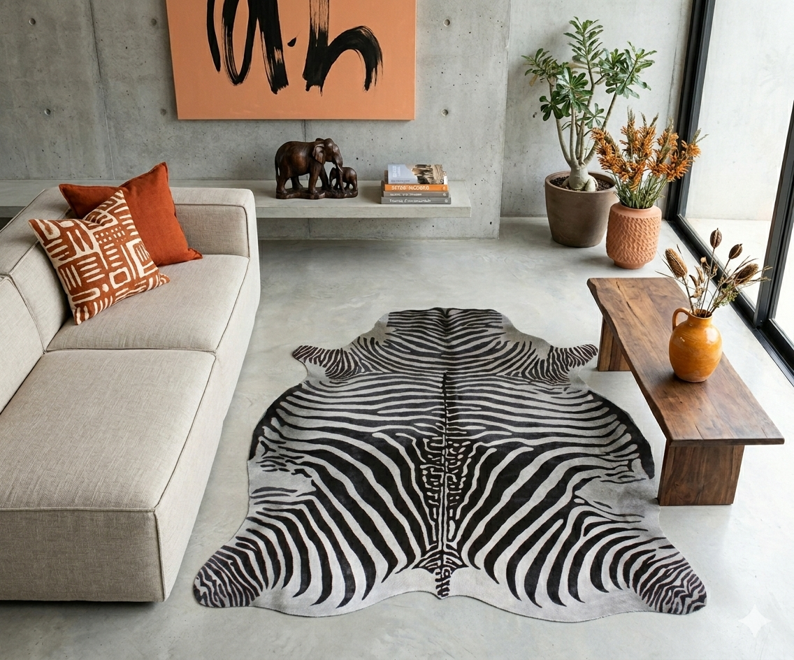 Hellgraues Zebra-Rindsleder
