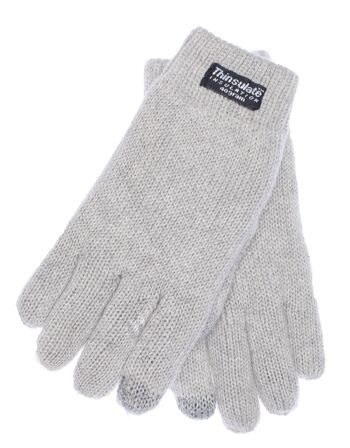 Gants tricotés pour enfants EEM avec fonction tactile et doublure thermique Thinsulate en polyester, matière tricotée en 100% coton, smartphone - gris mélangé 2