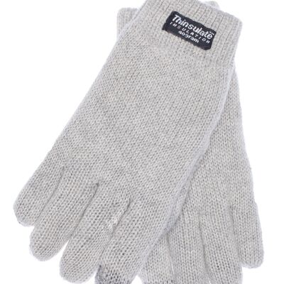 Gants tricotés pour enfants EEM avec fonction tactile et doublure thermique Thinsulate en polyester, matière tricotée en 100% coton, smartphone - gris mélangé