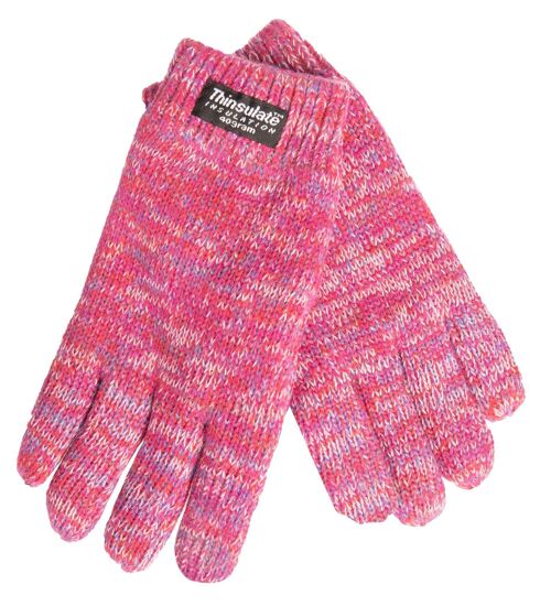EEM Kinder Strick Handschuhe mit Touch-Funktion und Thinsulate Thermofutter aus Polyester, Strickmaterial aus 100% Baumwolle, smartphone - Pinkmix