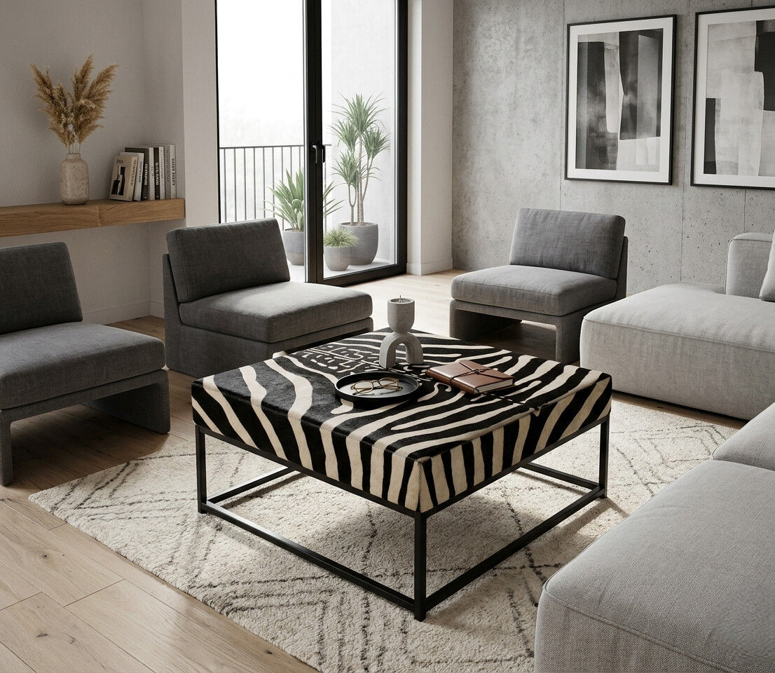 Couchtisch aus Zebra-Rindsleder