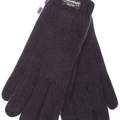 Gants tricotés pour enfants EEM avec fonction tactile et doublure thermique Thinsulate en polyester, matière tricotée en 100 % coton, smartphone noir
