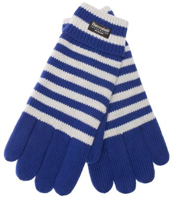 Gants tricotés EEM pour hommes avec doublure thermique Thinsulate, matière tricotée 100% coton, football - bleu-blanc 2