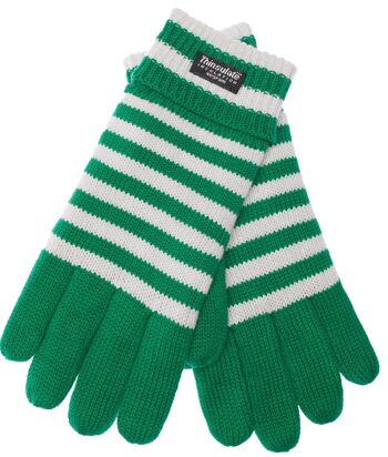Gants tricotés EEM pour hommes avec doublure thermique Thinsulate, matière tricotée en 100% coton, football - vert-blanc 2