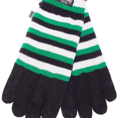 Gants tricotés EEM pour hommes avec doublure thermique Thinsulate, matière tricotée en 100% coton, football noir-blanc-vert