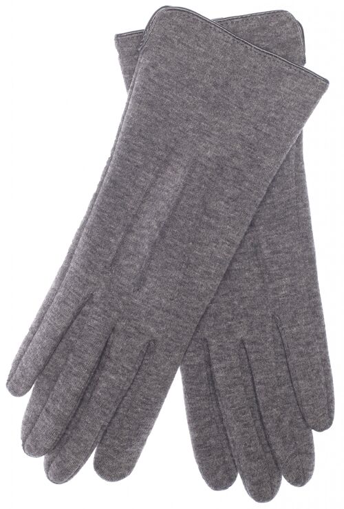 EEM Damen Jersey Handschuhe aus Baumwolle mit Touch-Funktion, stretch, gefüttert mit kuschelig weichem Teddyfleece - Anthrazit