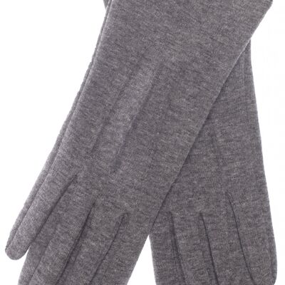 EEM women's jersey gloves made of cotton with touch function, stretch, lined with cuddly soft teddy fleece - anthracite