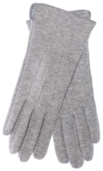 Gants en jersey pour femme EEM en coton avec fonction tactile, extensibles, doublés en polaire Teddy douce et douillette - gris mélangé 10