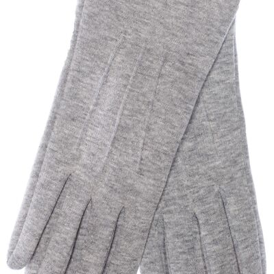 EEM women's jersey gloves made of cotton with touch function, stretch, lined with cuddly soft teddy fleece - gray melange