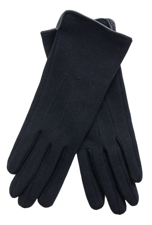 EEM Damen Jersey Handschuhe aus Baumwolle mit Touch-Funktion, stretch, gefüttert mit kuschelig weichem Teddyfleece marine