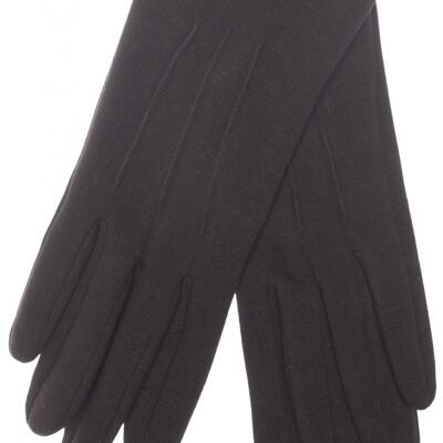 Gants en jersey EEM pour femme en coton avec fonction tactile, extensibles, doublés en polaire Teddy douce et douillette, noirs