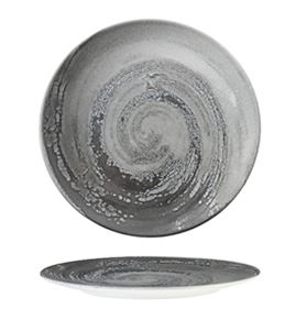 6 x VORTICE graue Speiseteller - 26 cm - Porzellan - Morini