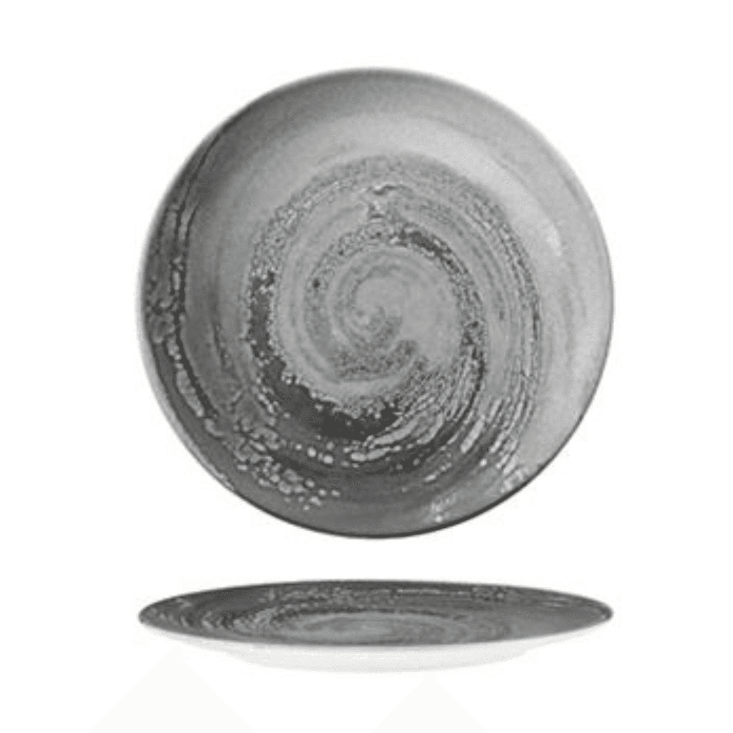 6 x VORTICE graue Speiseteller - 21 cm - Porzellan - Morini