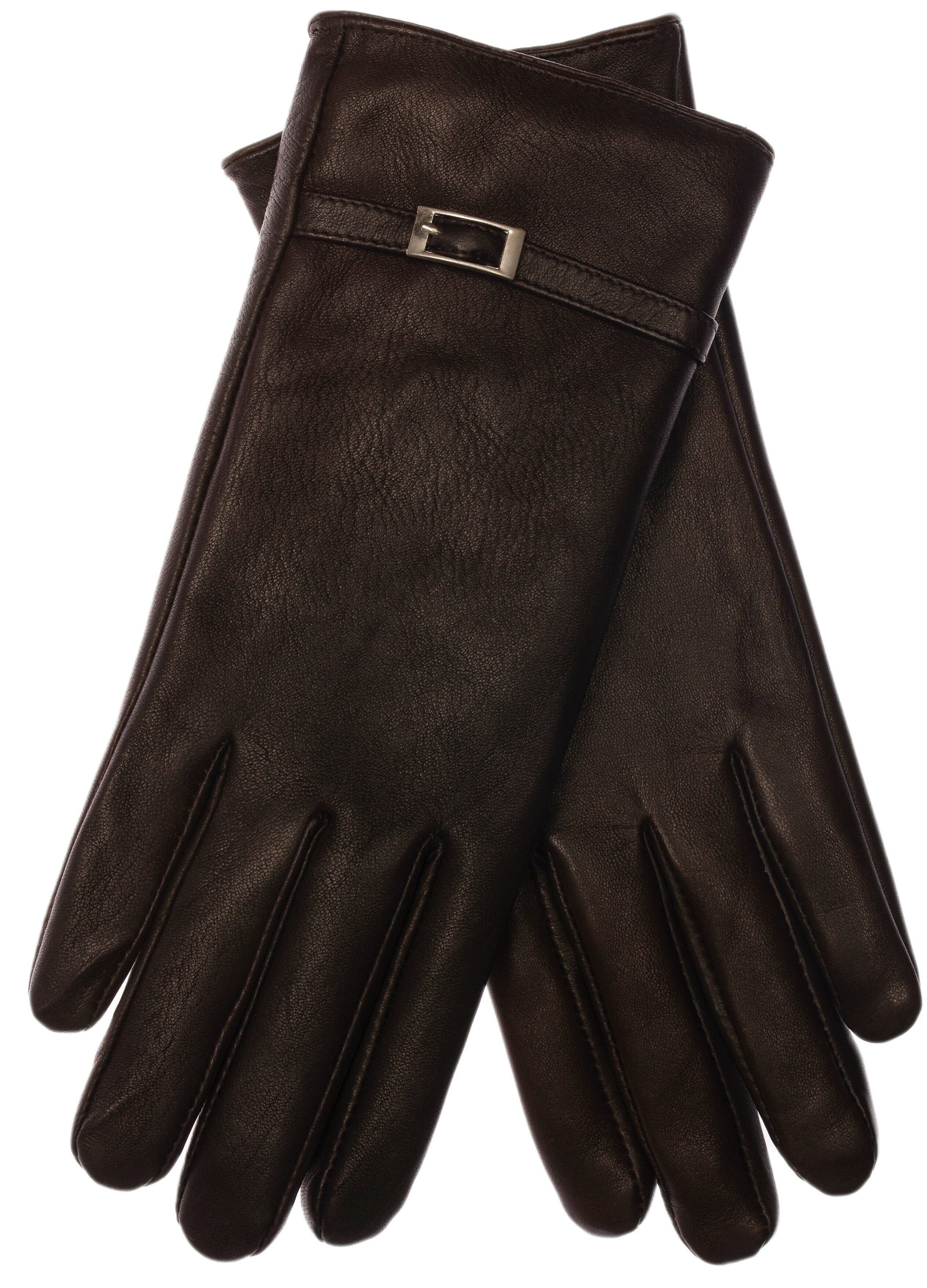 Gants en cuir pour femmes EEM ALICE en cuir nappa d'agneau - marron